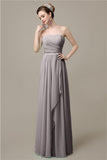 Simple A-line Chiffon Straight Floor-Length Long Bridesmaid Dresses