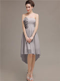 Straight High Low Chiffon Short Bridesmaid Dresses