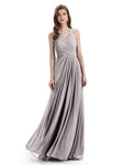 Elegant V-neck Side Slit Floor Length Bridesmaid Dresses