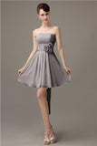 Sweatheart A-line Chiffon Short Bridesmaid Dresses with flower