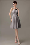 Simple A-line Chiffon One Shoulder Short Bridesmaid Dresses