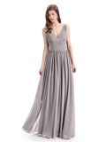 Simple Spaghetti Straps Chiffon A-line Sleeveless Floor-Length Bridesmaid Dresses