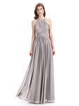 Charming Halter Chiffon A-line Sleeveless Floor-Length Bridesmaid Dresses