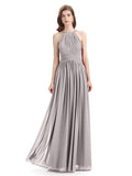 Charming Halter Chiffon A-line Sleeveless Floor-Length Bridesmaid Dresses