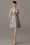 Charming A-line Chiffon V-neck Backless Bridesmaid Dresses