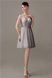 Charming A-line Chiffon V-neck Backless Bridesmaid Dresses