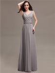 Honest A-line Chiffon Long Bridesmaid Dresses