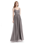 Spaghetti Straps Chiffon A-line Sleeveless V-neck Floor-Length Bridesmaid Dresses