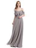 Elegant A-line Spaghetti Straps Chiffion Floor-Length Bridesmaid Dresses