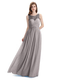 Elegant A-line Chiffon Sleeveless Long Bridesmaid Dresses