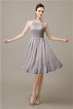 Halter  A-line Knee-Length Chiffon Bridesmaid Dresses