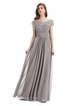 Elegant A-line Short Sleeve  Floor-Length Bridesmaid Dresses