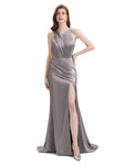 V-neck Sleeveless Split Side Floor-Length Bridesmaid Dresses