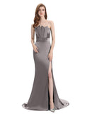 Elegant Strapless Split Side Floor-Length Bridesmaid Dresses