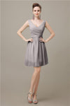 Charming V-neck Chiffon A-line Knee-Length Bridesmaid Dresses