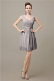 Charming V-neck Chiffon A-line Knee-Length Bridesmaid Dresses