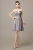 Simple Strapless Chiffon A-line Knee-Length Bridesmaid Dresses