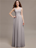 Chiffon Shoulder Strap A-line Floor-Length Bridesmaid Dresses