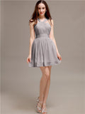 Chiffon A-line Halter Knee-Length Bridesmaid Dresses