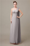 One Shoulder Chiffon A-line Floor-Length Bridesmaid Dresses