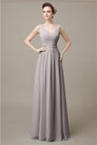 V-Neck Chiffon A-line Floor-Length Bridesmaid Dresses