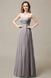 Elegant Straight Chiffon A-line Floor-Length Bridesmaid Dresses