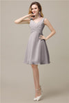 Chiffon A-line V-Neck Knee-Length Short Bridesmaid Dresses