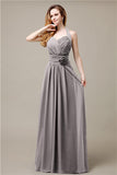 Pretty A-line Chiffon Hatler Floor-Length Bridesmaid Dresses