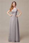 One-Shoulder A-line Chiffon Elegant Floor-Length Bridesmaid Dresses