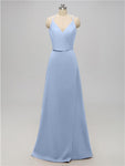 A-line V Neck Floor Length Bridesmaid Dresses