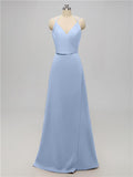 A-line V Neck Floor Length Bridesmaid Dresses