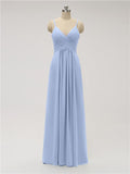 A-line Spaghetti Strap Chiffon Floor Length Bridesmaid Dresses