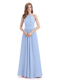 A-line Sleeveless High Neck Floor-Length Bridesmaid Dresses