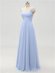 A-line Strap Chiffon Floor Length Long Bridesmaid Dresses