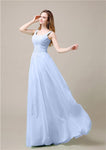 Shoulder Strap A-line Chiffon Elegant Floor-Length Bridesmaid Dresses