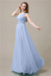 One-Shoulder A-line Beaded Chiffon Floor-Length Bridesmaid Dresses