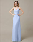 Halter Chiffon A-line Sleeveless Floor-Length Bridesmaid Dresses