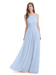 Simple Halter Chiffon Floor-Length Long Bridesmaid Dresses