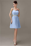 Spaghetti Straps Sweetheart A-line Chiffon Appliques Bridesmaid Dresses