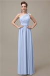 Charming One-shoulder A-line Chiffon Floor-Length Long Bridesmaid Dresses