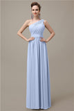 Charming One-shoulder A-line Chiffon Floor-Length Long Bridesmaid Dresses