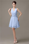 High-low Chiffon A-line Halter Short Bridesmaid Dresses