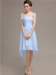 Straight High Low Chiffon Short Bridesmaid Dresses