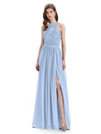 Beautiful Halter Chiffon A-line Sleeveless Floor-Length Bridesmaid Dresses