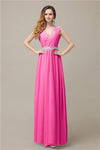 A-line Chiffon V-Neck Floor-Length Long Bridesmaid Dresses