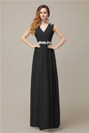 A-line Chiffon V-Neck Floor-Length Long Bridesmaid Dresses