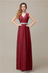 A-line Chiffon V-Neck Floor-Length Long Bridesmaid Dresses