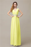 A-line Chiffon V-Neck Floor-Length Long Bridesmaid Dresses