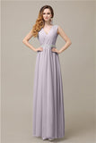 A-line Chiffon V-Neck Floor-Length Long Bridesmaid Dresses