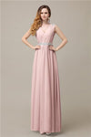 A-line Chiffon V-Neck Floor-Length Long Bridesmaid Dresses